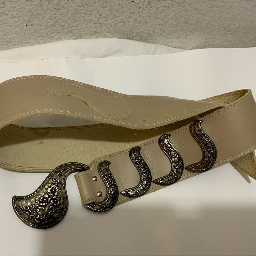 Vintage Rare BEVERLY HILLS Milano Taupe size L 2.25” wide 40”long